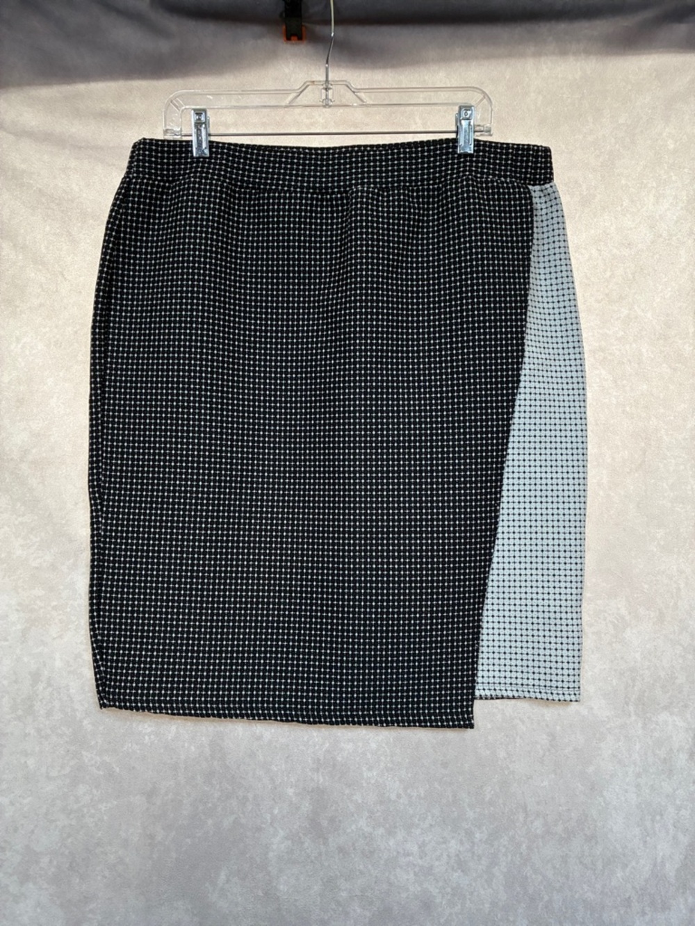 Jessica London Black and White Faux Wrap Pencil Skirt